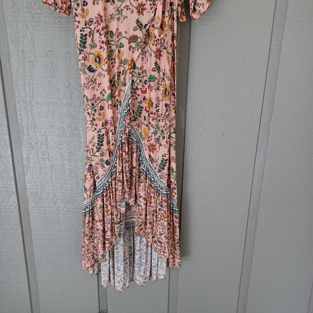Farm Rio Anthropologie Clara Wrap Dress Size S Women Boho Viscose V Neck Floral - Picture 8 of 13